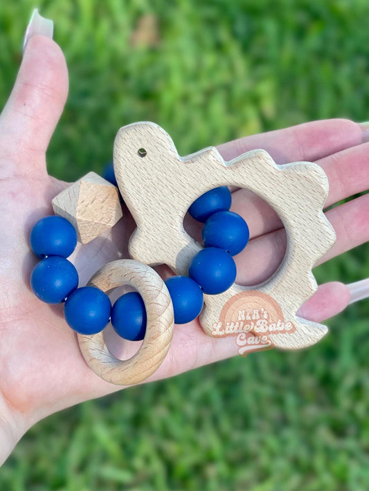 Dark Blue Pacifier Clip & Teether