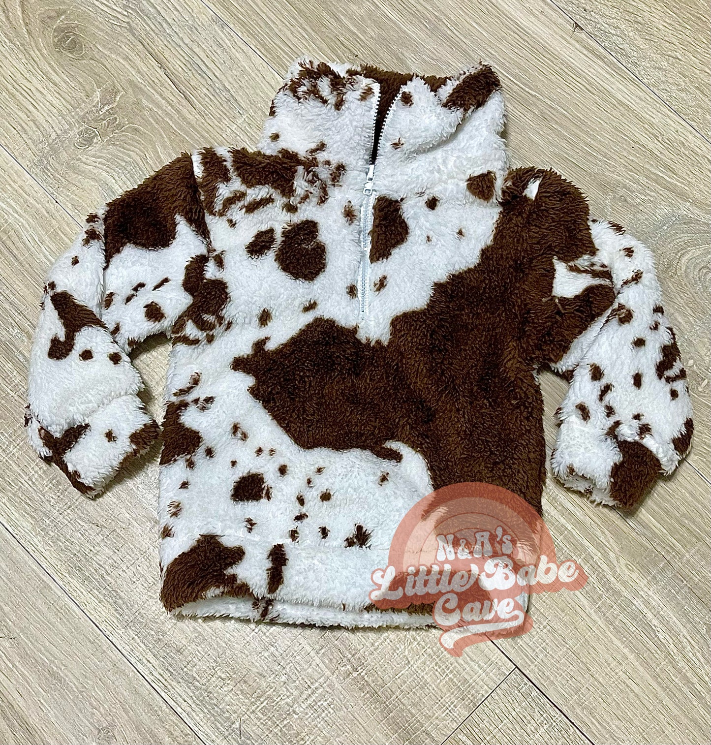 Cow-Print Sherpa Hoodie