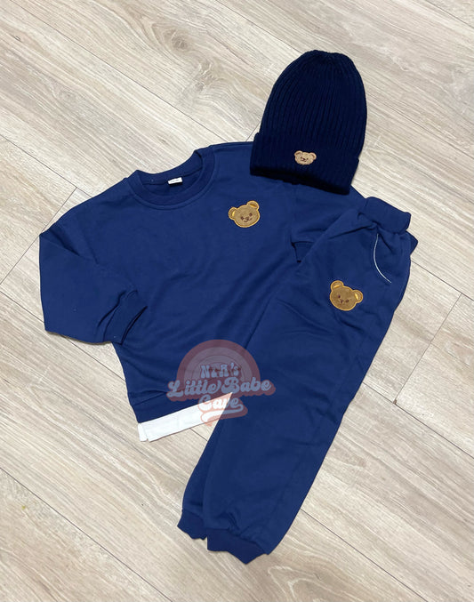 Teddy Bear Jogger Set W/ Beanie